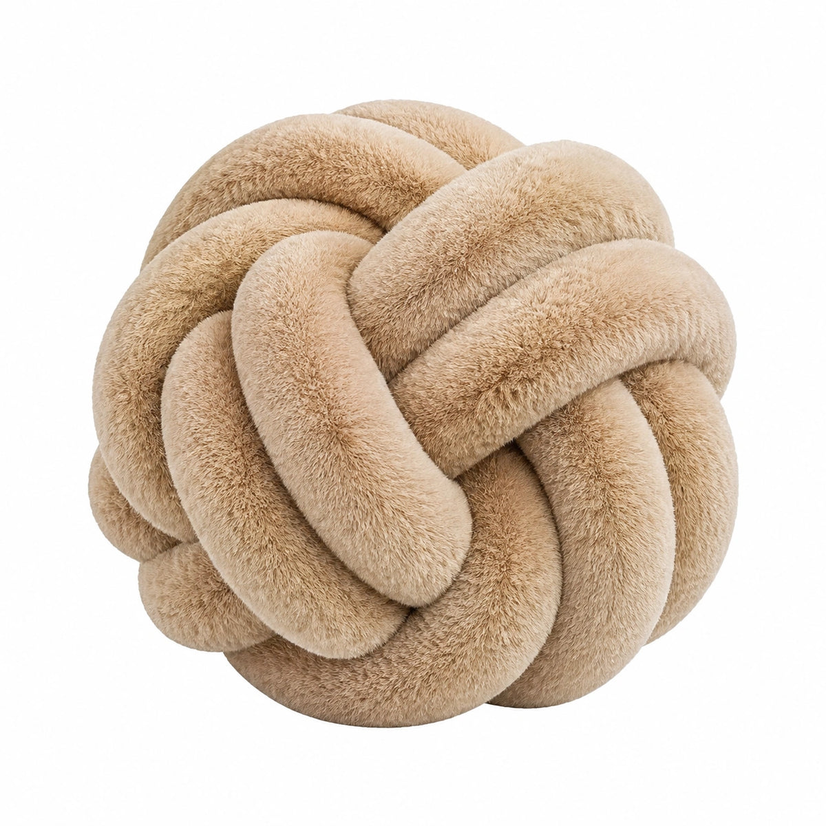 Cuscino decorativo annodato 30 cm in tessuto peluche beige - morbido per divano e letto