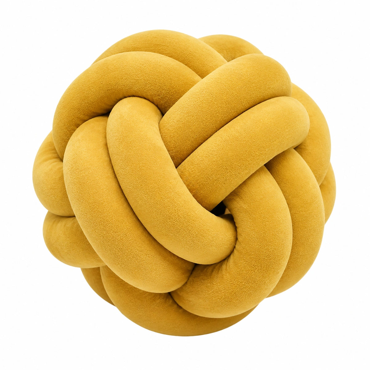 Cuscino decorativo annodato 30 cm in velluto sintetico giallo senape stile moderno