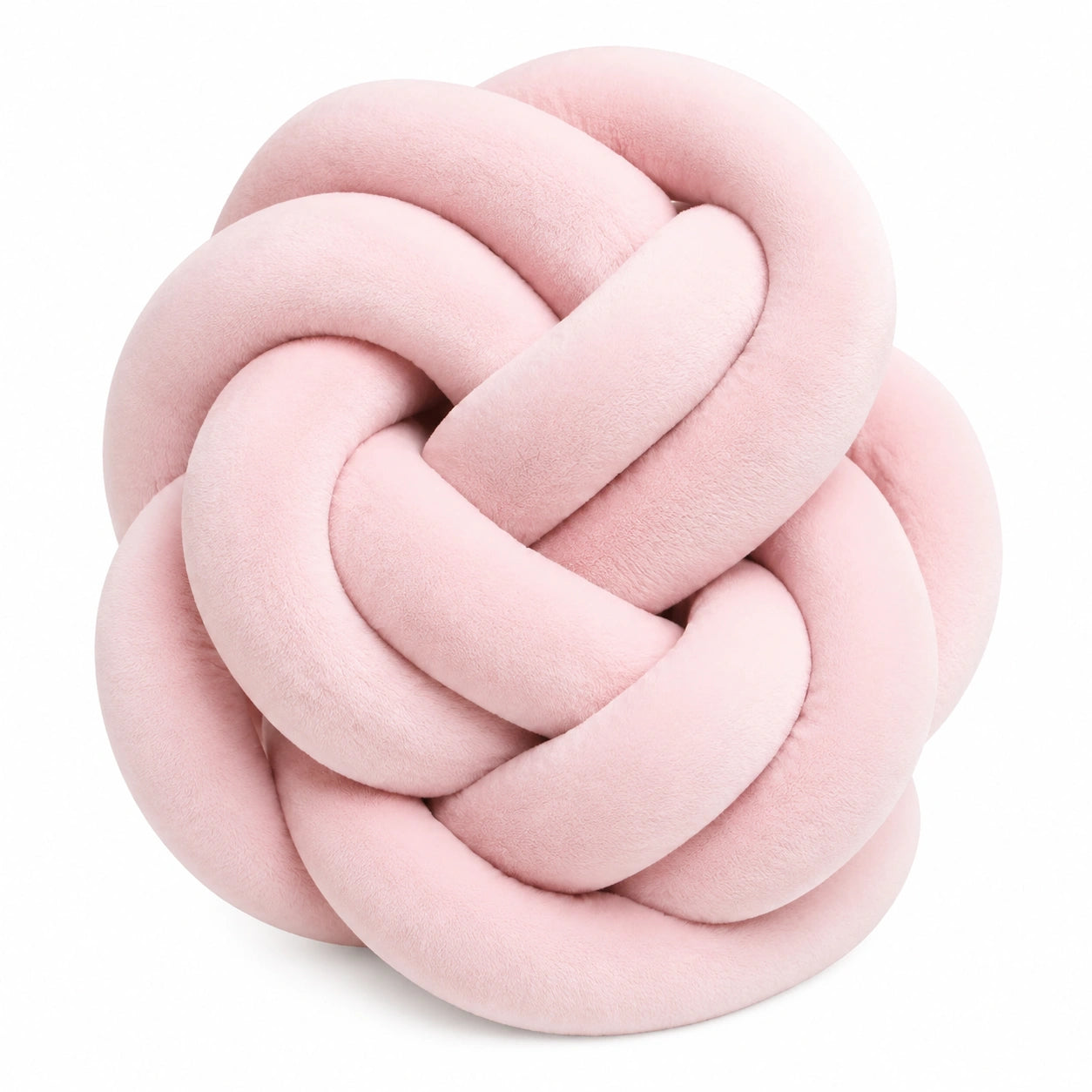 Cuscino decorativo a nodo 30 cm in tessuto rosa effetto velluto morbido
