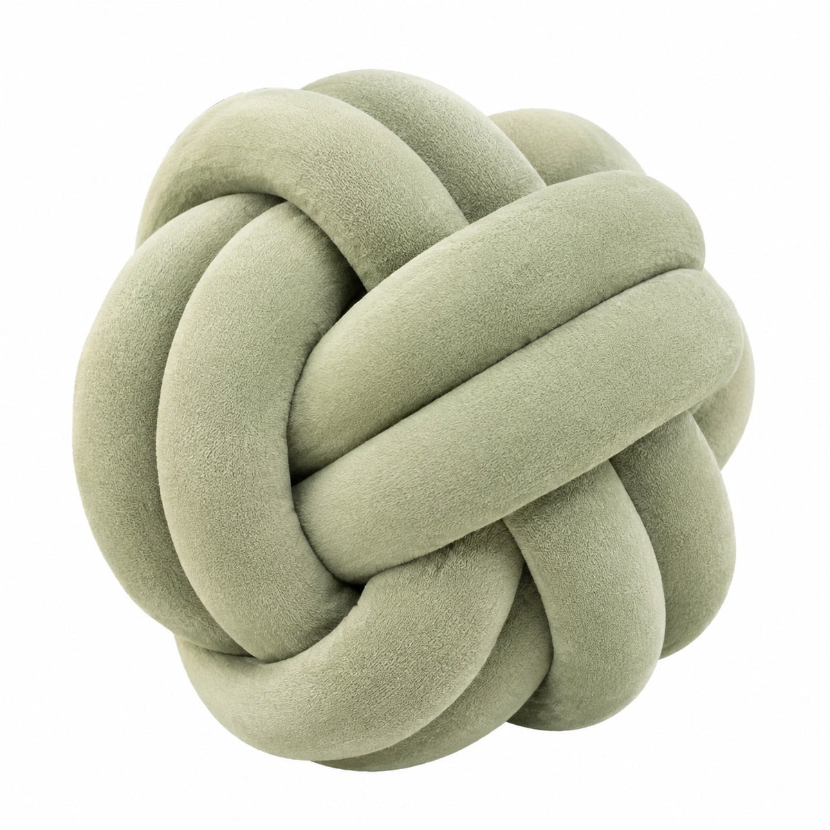 Cuscino decorativo a nodo 30 cm in tessuto morbido verde salvia - stile moderno