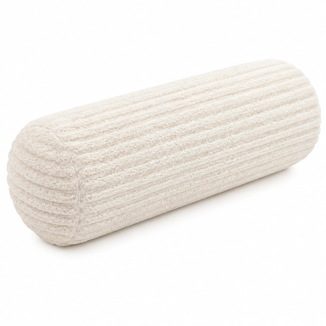 Cuscino cilindrico 20 x 60 cm in tessuto bouclé avorio - supporto decorativo