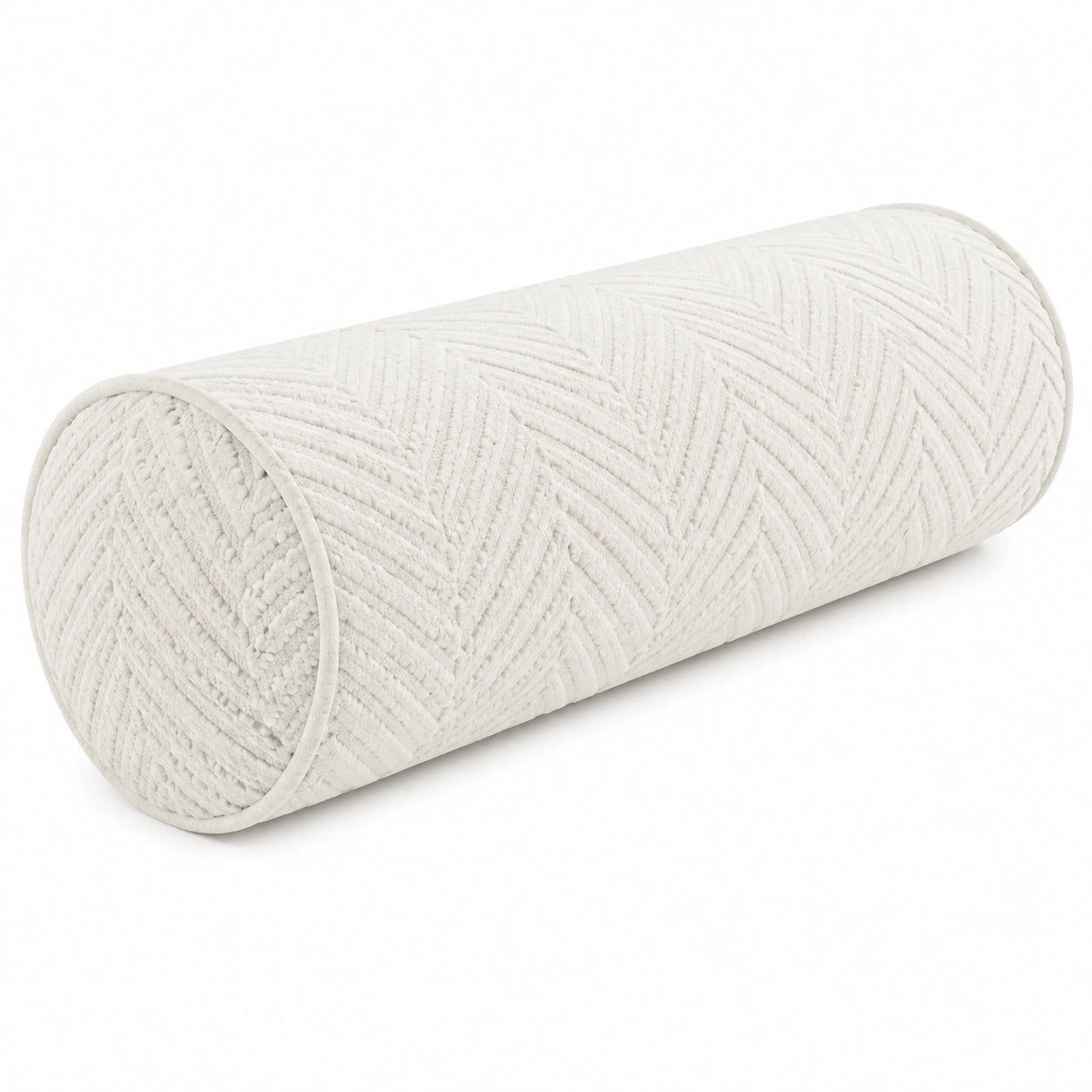 Cuscino cilindrico 20 x 50 cm in tessuto bianco - decorativo a rilievo