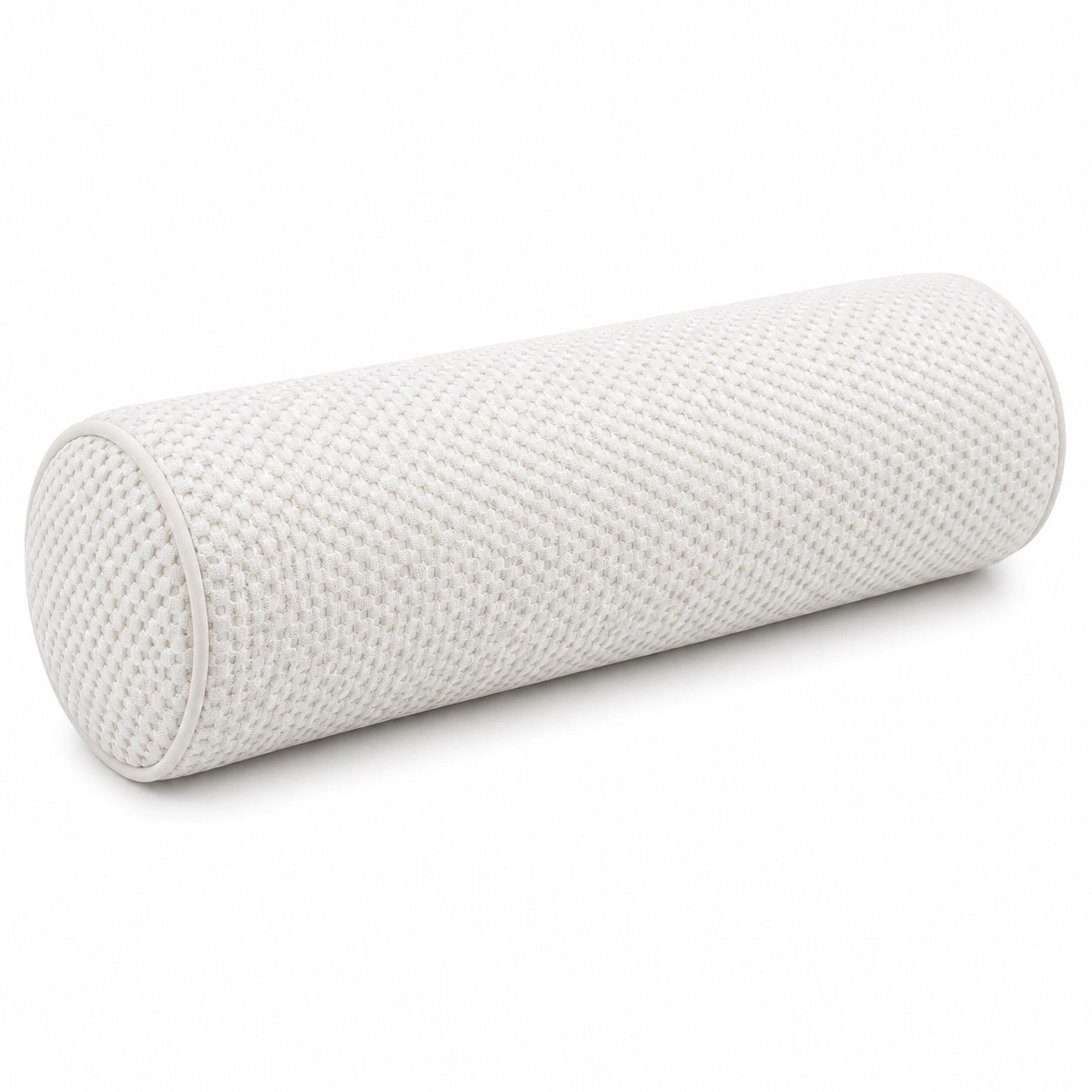 Cuscino cilindrico 20 x 50 cm in tessuto a maglia bianco - supporto decorativo