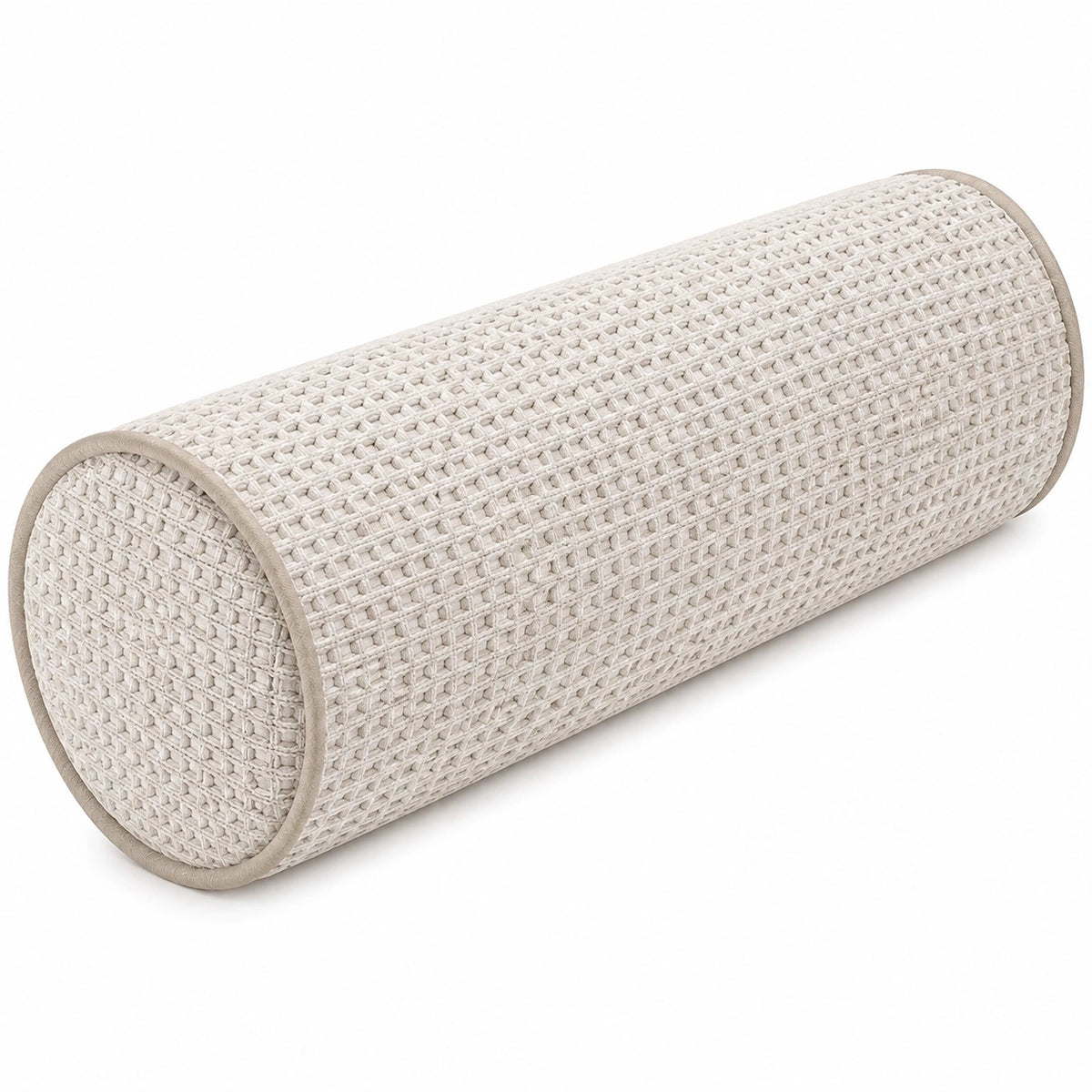 Cuscino cilindrico 20 x 50 cm in tessuto beige per divano - stile intrecciato