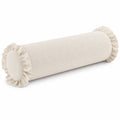Cuscino cilindrico 20 x 45 cm in tessuto avorio con volant decorativo