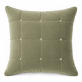 Cuscino decorativo quadrato 45 cm in tessuto effetto velluto verde salvia con motivo trapuntato