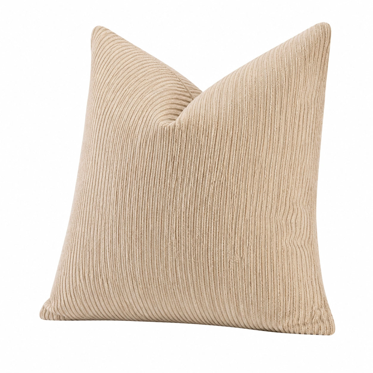 Cuscino decorativo 45 x 45 cm in tessuto a coste beige per divano stile moderno