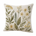 Cuscino decorativo quadrato 45 x 45 cm in tessuto beige con ricamo floreale stile botanico