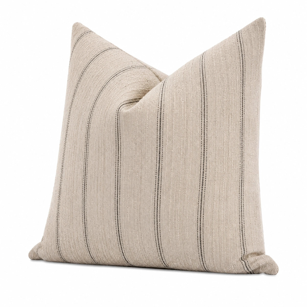 Cuscino arredo quadrato 50 x 50 cm in tessuto beige a righe stile naturale