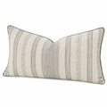 Set 2 cuscini decorativi rettangolari 50 x 30 cm in tessuto beige grigio a righe stile rustico