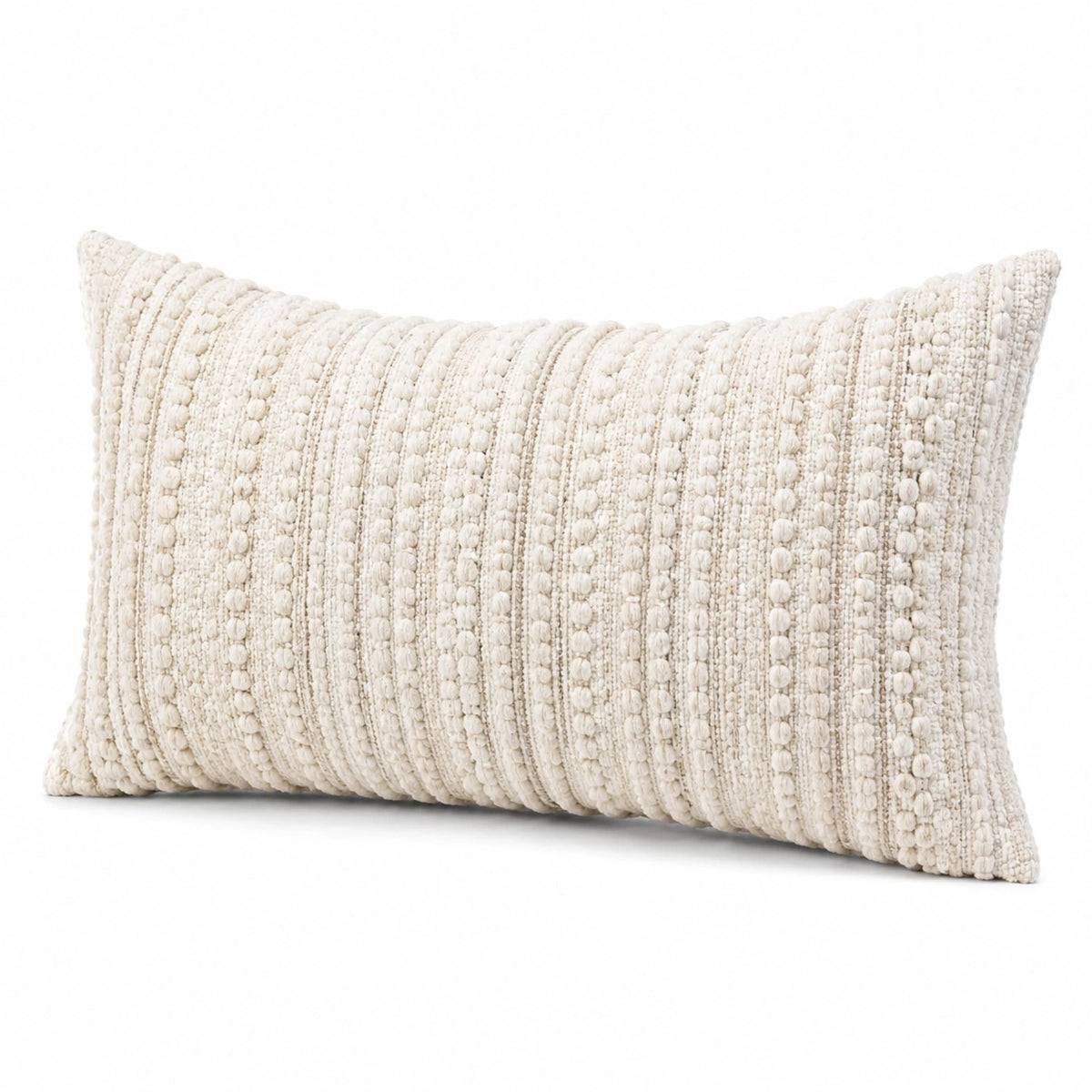 Cuscino decorativo rettangolare 50 x 30 cm in tessuto crema a trama testurizzata