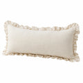 Cuscino decorativo rettangolare 50 x 30 cm in tessuto beige con volant stile romantico