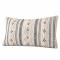 Cuscino decorativo 50 x 30 cm in cotone avorio e nero stile boho
