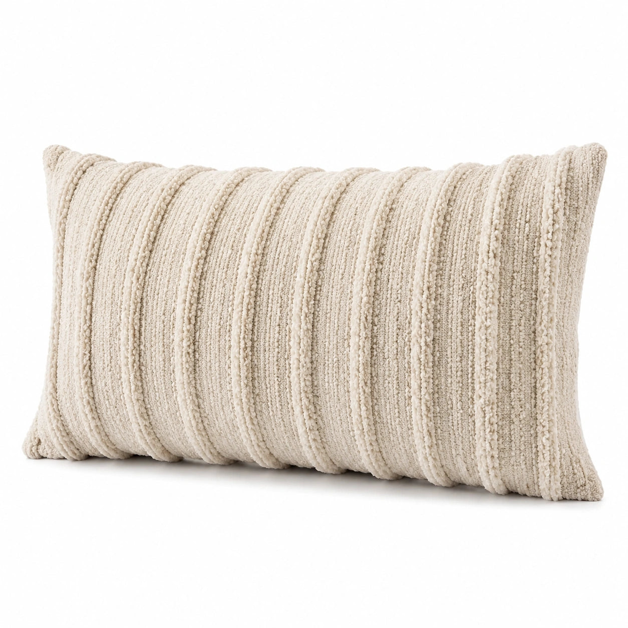 Cuscino decorativo rettangolare 50 x 30 cm in tessuto beige a rilievo - stile boho