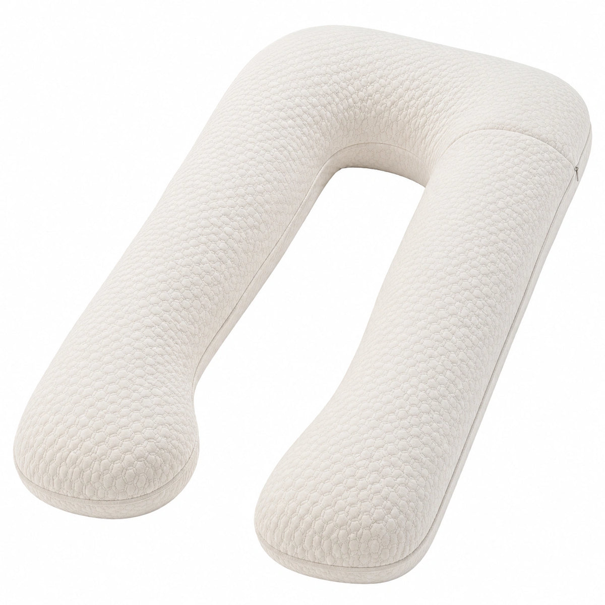 Cuscino gravidanza a U 130 cm in tessuto trapuntato bianco per il sonno con supporto avvolgente