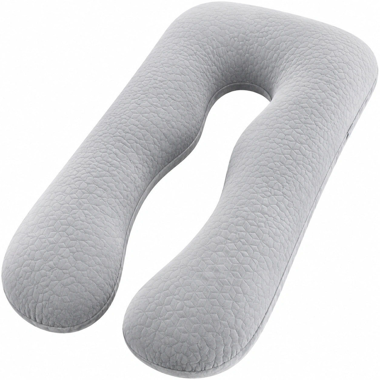 Cuscino gravidanza a U 140 cm grigio in tessuto trapuntato per supporto corpo