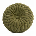 Cuscino decorativo rotondo Ø45 cm in tessuto bouclé verde oliva con lavorazione intrecciata