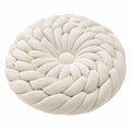 Cuscino rotondo 40 cm in tessuto effetto velluto avorio intrecciato decorativo