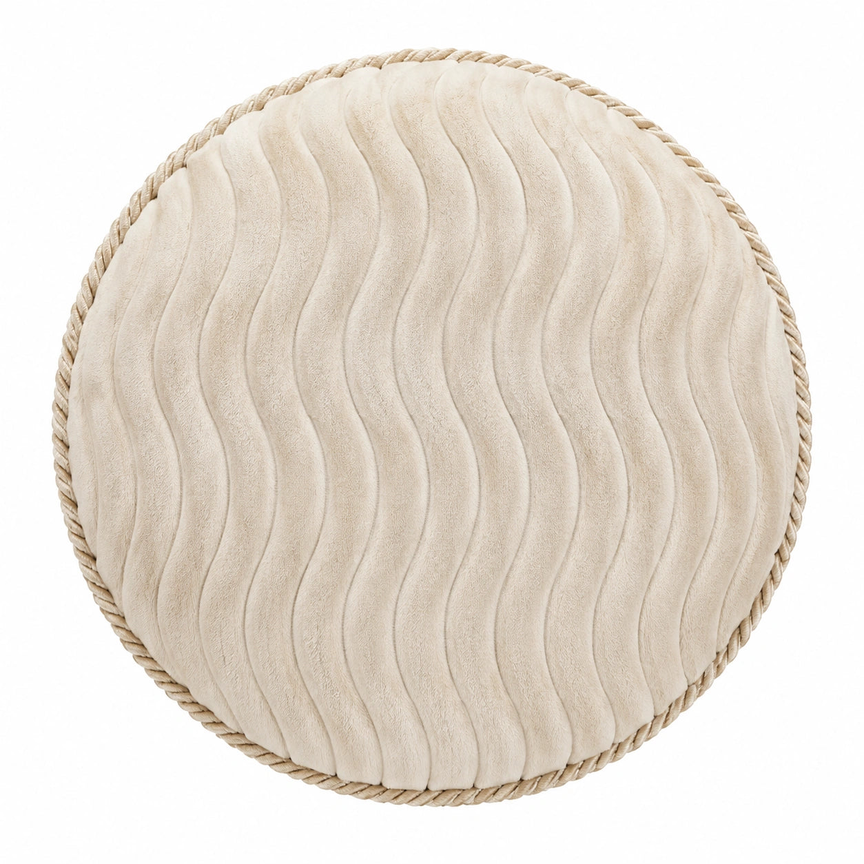 Cuscino decorativo rotondo 45 cm in tessuto beige a onde stile moderno