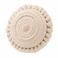 Cuscino decorativo rotondo 45 cm in cotone beige con nappe stile boho